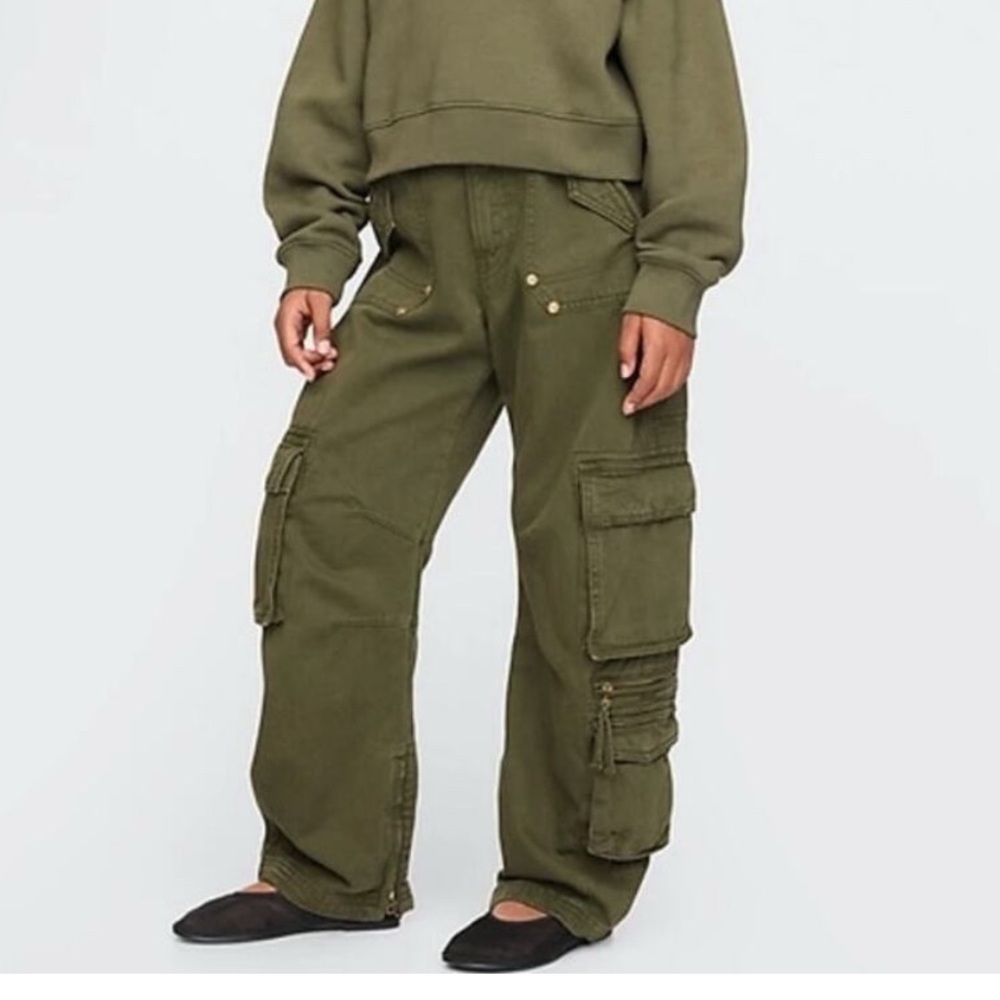 Gap x Cult Gaia Kids Cargo Barrel Pant Green Olive Night / Sz 12